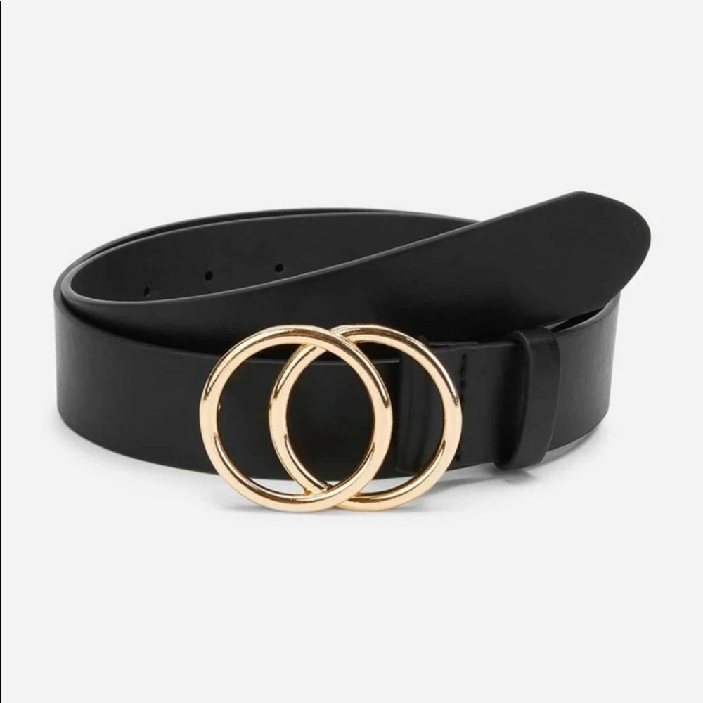 Double Circle Black Buckle Belt